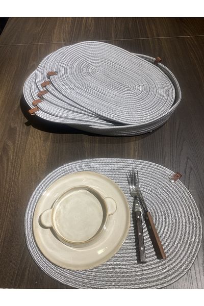MaVaux Set farfurie ovale din iută și vase de pâine Wicker Blaundus