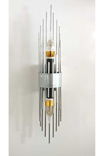 gaziantepavize Montana Şarjlı Pilli Aplik Metal Silver Duvar E14 Lux Özel Tasarım Lambalı Aplik -Ampuller Hediyedir