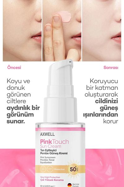AXWELL Pink Touch Tone Equalizing Pink Face Sunscreen Spf 50+ 60 ml