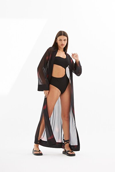 Mozto Madelyn Batik Printed Tulle Kimono