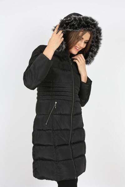 HASMOD Palton gonflabil cu glugă detașabilă de culoare neagră