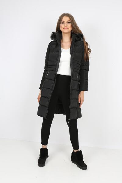 HASMOD Palton gonflabil cu glugă detașabilă de culoare neagră