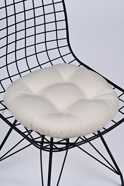 ALTINPAMUK Defne Cream Colored Round Chair - Stool Cushion 39 cm