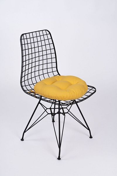 ALTINPAMUK Yellow 39 cm Laurel Round Chair - Stool Cushion