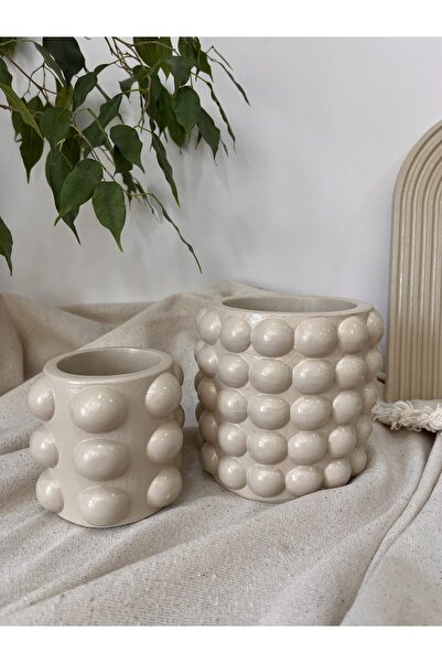 Derinia Trend Bubble 2li Bej Vazo Seti