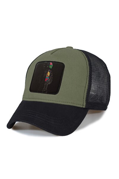 Trucker Kaws 3 Siyah Model Fileli Şapka - Değiştirilebilir Deri Patch - Pamuk...