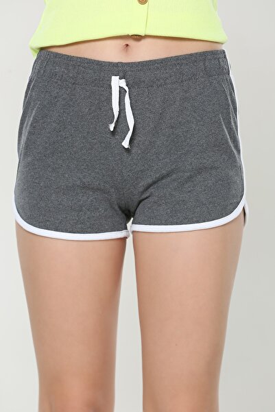 Lumora BELİ LASTİKLİ BEYAZ ŞERİTLİ MİNİ ŞORT