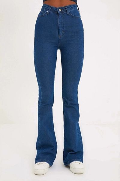 SANTA BELLA Smile Talie Înaltă Blue Spanish Trotters Jean Flare Femei Jeans Pantaloni Lycra