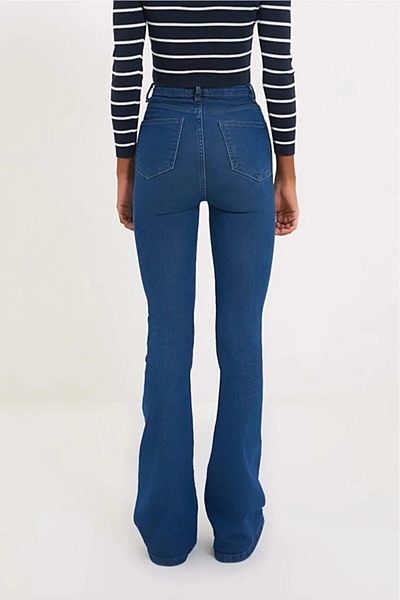 SANTA BELLA Smile Talie Înaltă Blue Spanish Trotters Jean Flare Femei Jeans Pantaloni Lycra