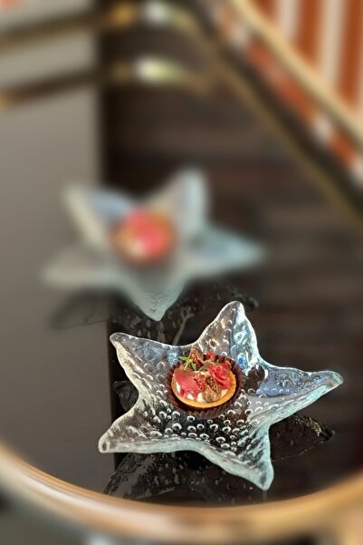 HERITAGE 1 Adet Şeffaf Mercan Deniz Yıldızı Cam Sunumluk Servis Tabağı Küçük ...