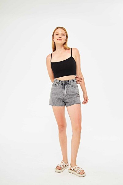 Siyah Askılı Fitilli Crop