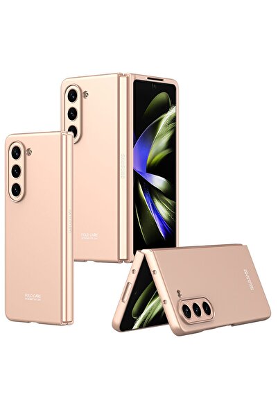 Nezih Case Samsung Galaxy Z Fold 5 Uyumlu Sert Kıpta Kapak Kılıf Rose Gold