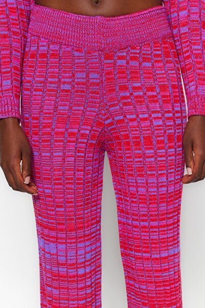 Trendyol Collection Széles szabású, lila színátmenetes kötöttáru kardigán és nadrág szett - TWOAW24AU00054