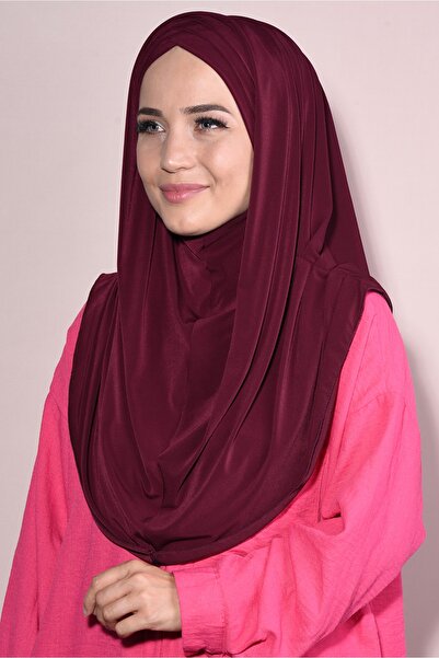 Nowa Scarf جاهز بونيلي متشابك 3 خطوط حجاب حجاب بورجوندي