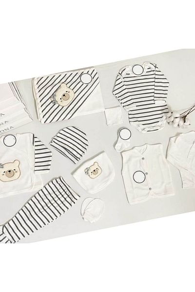 Necix's 6-Piece CUTE MONTHS BIRTH SET (10-Piece HOSPITAL EXIT, BABY BAG, SWADDLE, BLANKET, WIPES AND SOCKS SET)