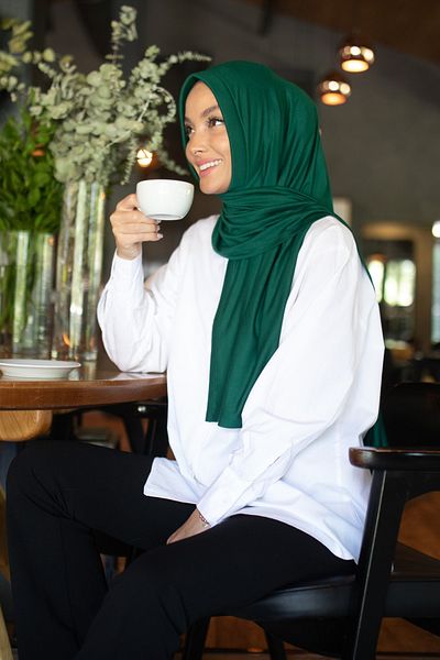 ELANS Combed Cotton Ready Practical Shawl Emerald Green