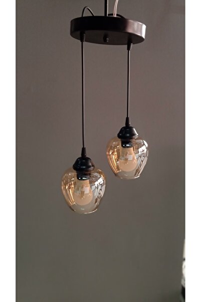 ZM AYDINLATMA 2'Lİ AÇIK AĞIZ CAMLI GOLD SARKIT AVİZE