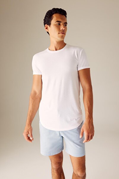 DeFacto Μπλουζάκι με κοντό μανίκι με μακρύ μυϊκό λαιμόκοψη N2104az23sp