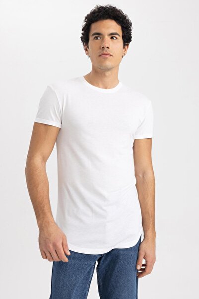 DeFacto Μπλουζάκι με κοντό μανίκι με μακρύ μυϊκό λαιμόκοψη N2104az23sp