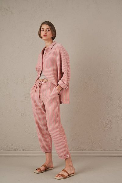 Kuaybe Gider PANTALONI ROSII DE MUSLINA 4109