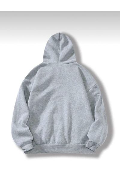 My Blog Graues Basic-Sweatshirt mit Kapuze in Übergröße