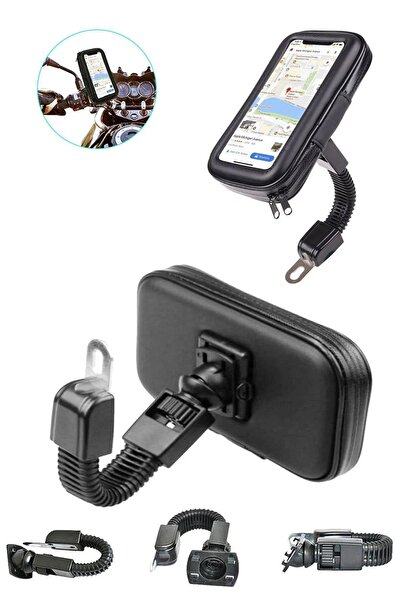 resolut 5.0-6.2 Inc Telefon Uyumlu Motosiklet Bisiklet Telefon Tutucu Ayna Bağlantılı Su Geçirmez