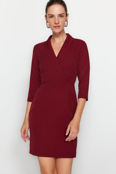 Trendyol Collection Claret Red Mini V-Neck Woven Dress TWOAW23EL00384