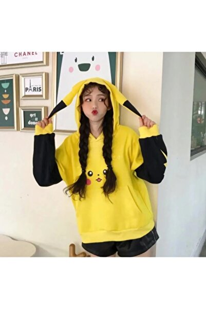 MANCY سويت شيرت أصفر للأطفال بتصميم بيكاتشو كبير الحجم للجنسين