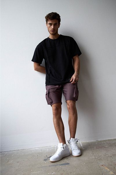 THIMOON Men's Black Crew Neck Plain T-Shirt