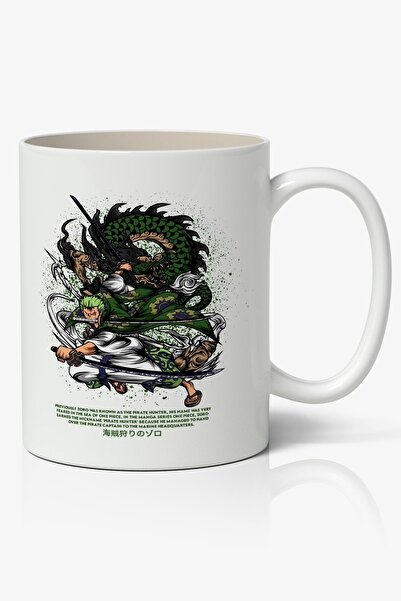 Anime Marketi كوب أبيض مطبوع عليه رسوم متحركة رورونوا زورو من قطعة واحدة