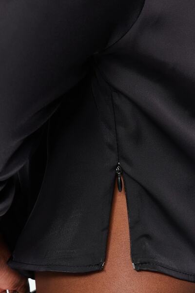 Trendyol Collection Černý košilový límec Saténová tkaná halenka TWOAW24BZ00197