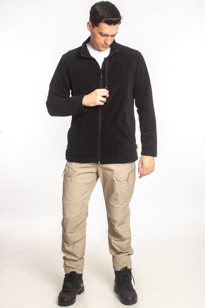 Burak Askeri Malzeme 3 Pockets Special Design Long Sleeve Black Color Boto Collar Full Zip Quality 430 grams Fleece