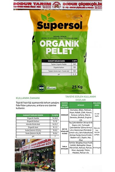 BODUR TARIM Supersol Organik Pelet 25 Kg Bitkisel Ve Hayvansal Menşeli Katı O...