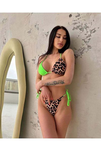 bikinistan Σετ μπικίνι λεοπάρ διπλού χρώματος