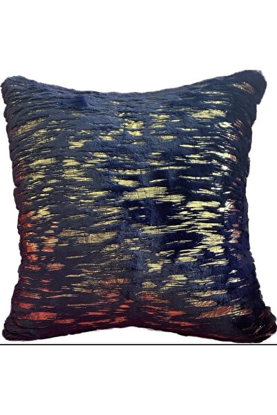 MER HOME Husă de pernă de pluș cu model de folie de aur (albastru marin)