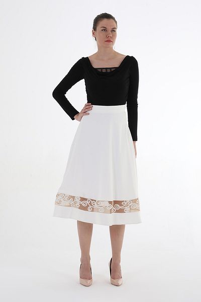 Balizza BLZ-ETĞİNDE CLASSIC SKIRT WITH EMBROIDERY ON TULE