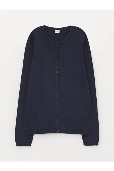 LC Waikiki Трикотажний кардиган для дівчинки LCW Kids Crew Neck Basic з довгим рукавом