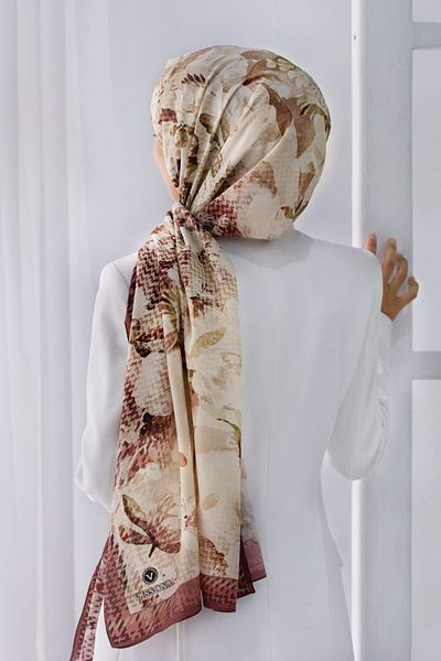 Vissona Γυναικεία Luxury Medina Silk Shawl Powder-9