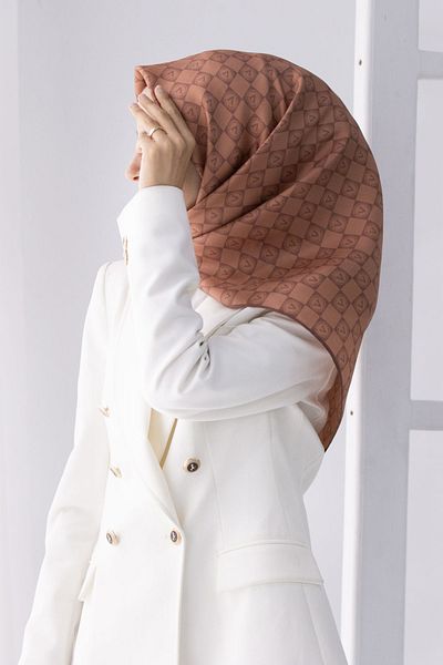Vissona Γυναικείο Twill Μεταξωτό Κασκόλ Καφέ