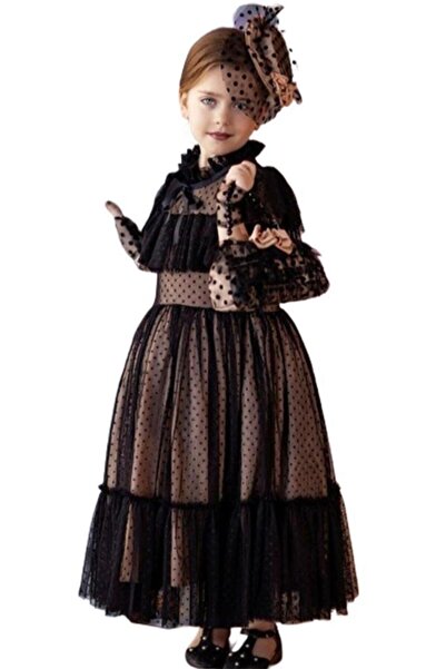 Riccotarz Schwarzes Abendkleid für Mädchen von Noble Beaute mit Hut