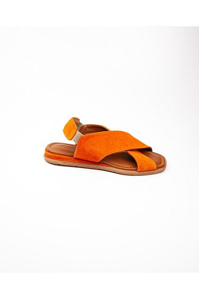 Wella 7616 Orange Suede Leather Women's Sandals