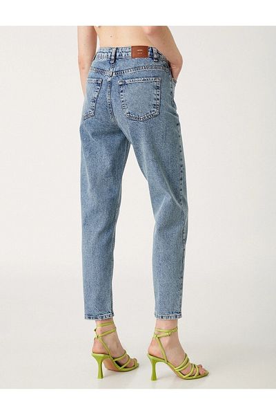 BROSERER Voca Lycra Talie Înaltă Snow Blue Mom Jeans Boyfriend Mom Jeans Pantaloni Extra Stretchy
