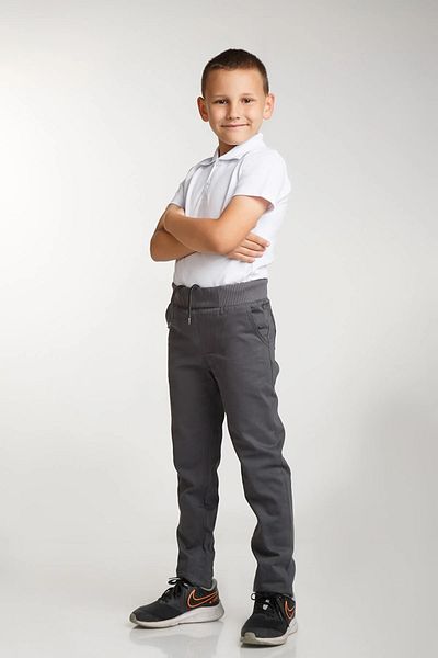 FATELLA Unisex Kids Polo Collar White T-Shirt and Ribbed Waist Pants Set