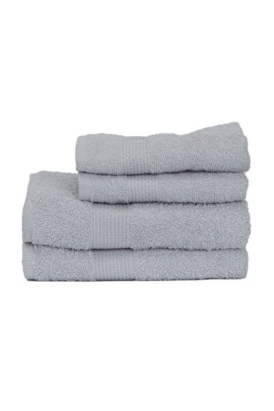 Karaca Home Vicente 100% Cotton Set of 4 Hand/Face Towels Gray