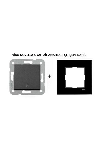 VİKO Viko Novella Black Colored Bell Switch Including Frame Black
