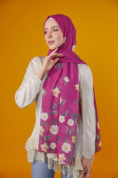 Differenza FLOWERS Patterned Shawl - Fuchsia