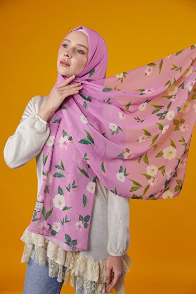 Differenza Σάλι με σχέδια με λουλούδια - Ροζ