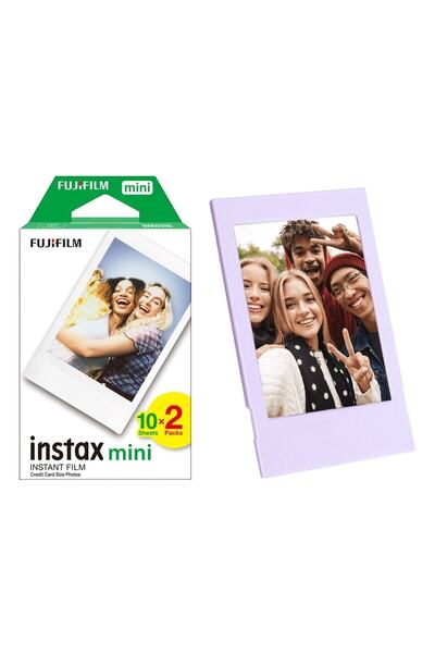 Fujifilm Instax Mini 12 Makine Uyumlu 20'li Film ve Lila Fotoğraf Çerçevesi