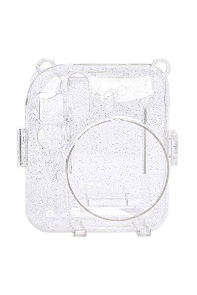 Fujifilm Instax Mini 12 Makine Uyumlu Beyaz Simli Pleksi Kılıf