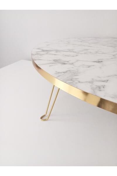 DOGANDEKOR 90 CM YUVARLAK GOLD DETAYLI YER SOFRASI